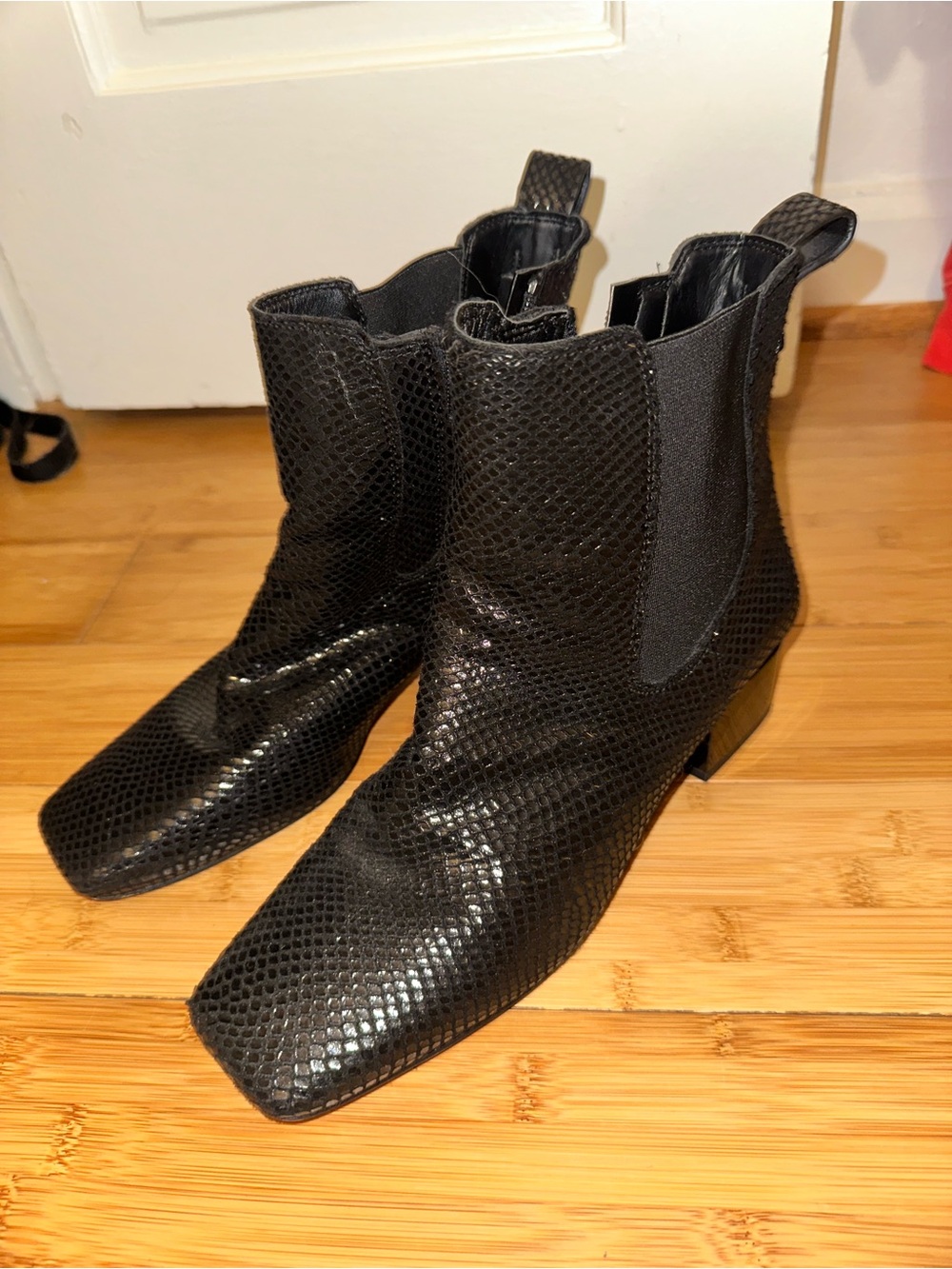 Franco Sarto Black Textured Ankle Boots - Women's